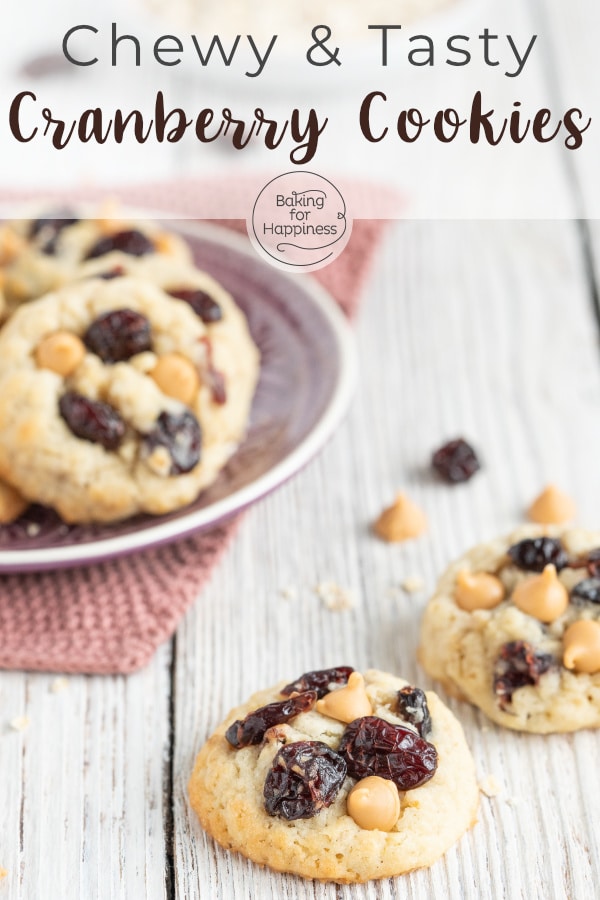 These chewy cranberry cookies with oats taste great for the whole family! Actual power cookies that are also really quick to bake.