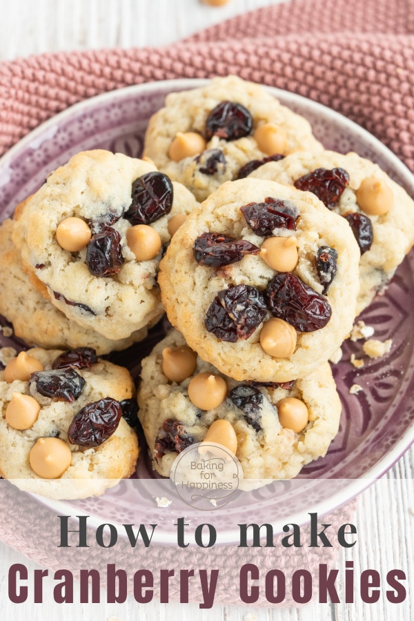 These chewy cranberry cookies with oats taste great for the whole family! Actual power cookies that are also really quick to bake.