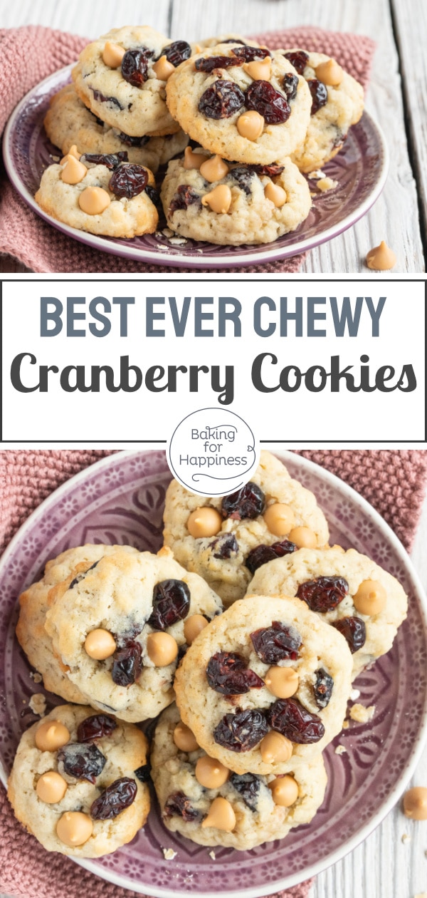 These chewy cranberry cookies with oats taste great for the whole family! Actual power cookies that are also really quick to bake.