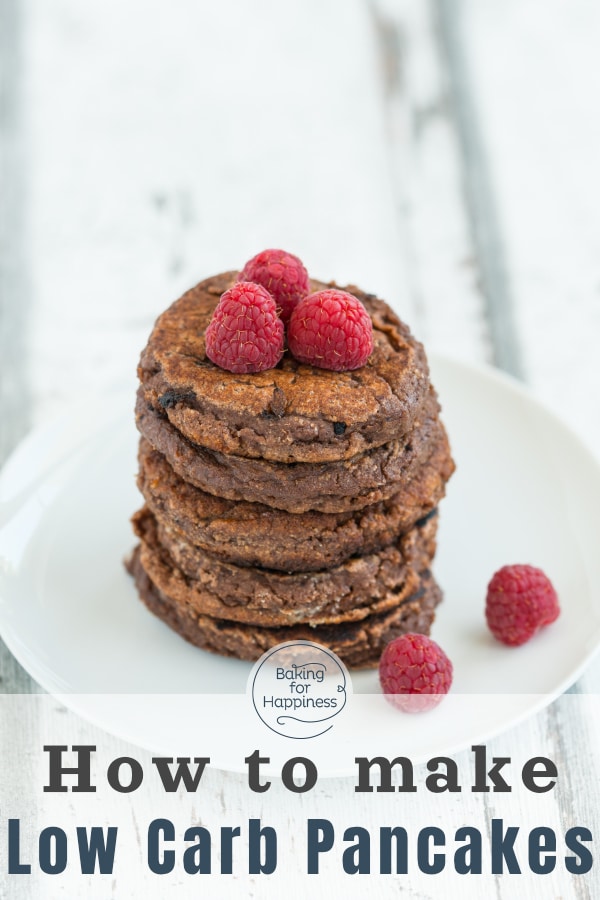 Delicious, moist low carb pancakes with coconut flour, protein powder and almonds that make a great low carb breakfast and snack.