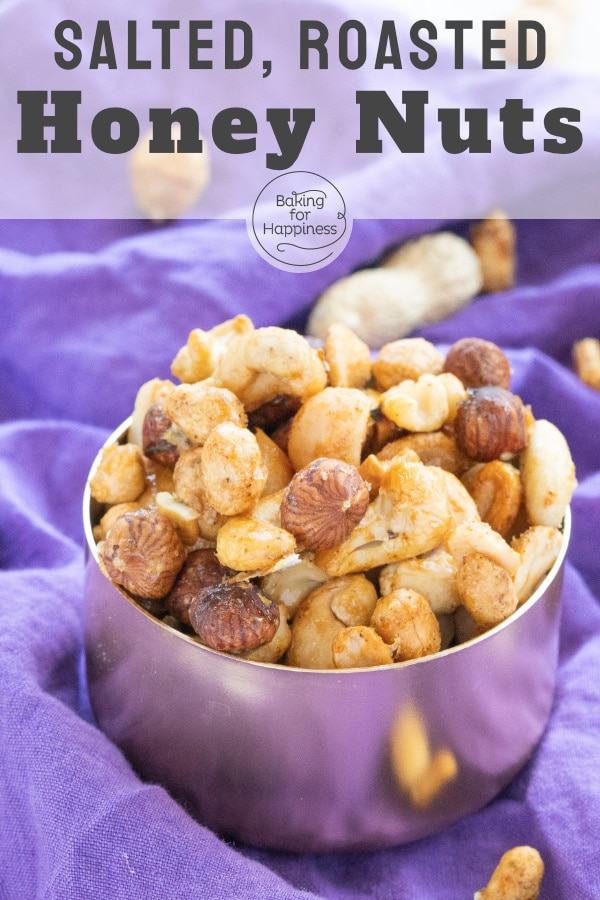Making your own honey roasted nuts is really easy: this quick recipe for roasted and salted honey nuts makes a delicious snack!