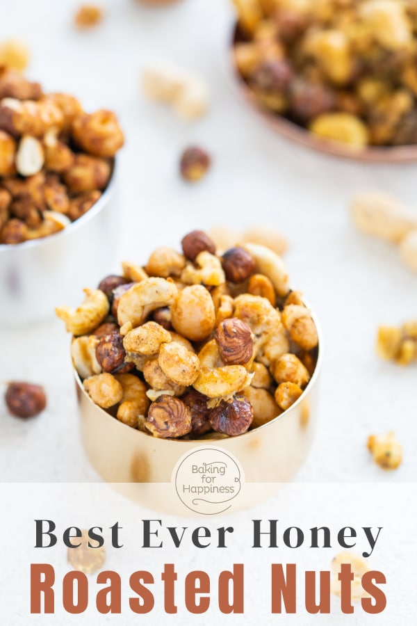 Making your own honey roasted nuts is really easy: this quick recipe for roasted and salted honey nuts makes a delicious snack!