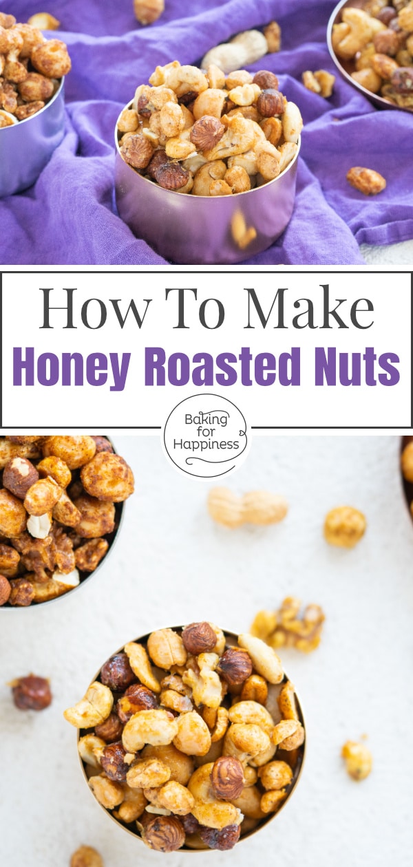 Making your own honey roasted nuts is really easy: this quick recipe for roasted and salted honey nuts makes a delicious snack!