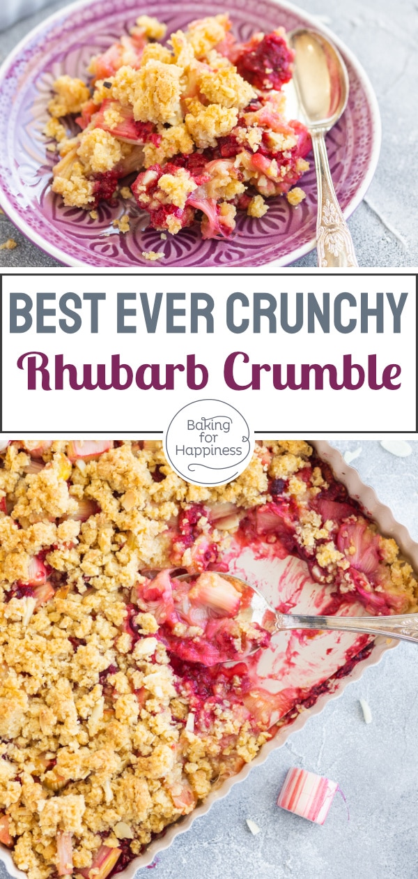 Deliciously sweet, tart, fruity & crunchy: this crumble with rhubarb and oats results in pure spring fever!