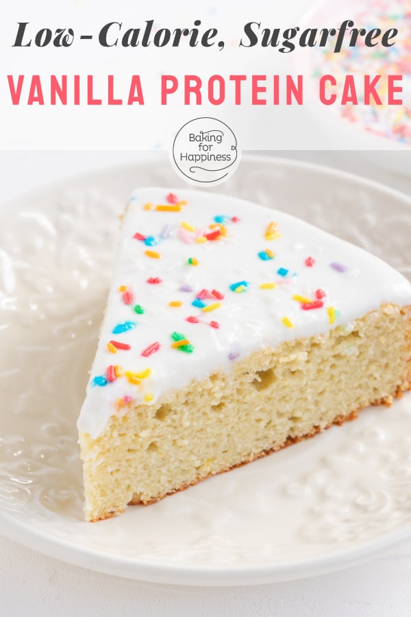 This vanilla protein cake tastes good even if you're not on a diet. Only 100 calories per slice, but really delicious!