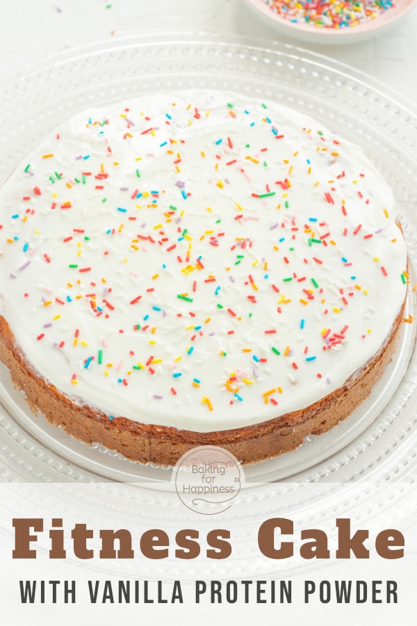This vanilla protein cake tastes good even if you're not on a diet. Only 100 calories per slice, but really delicious!