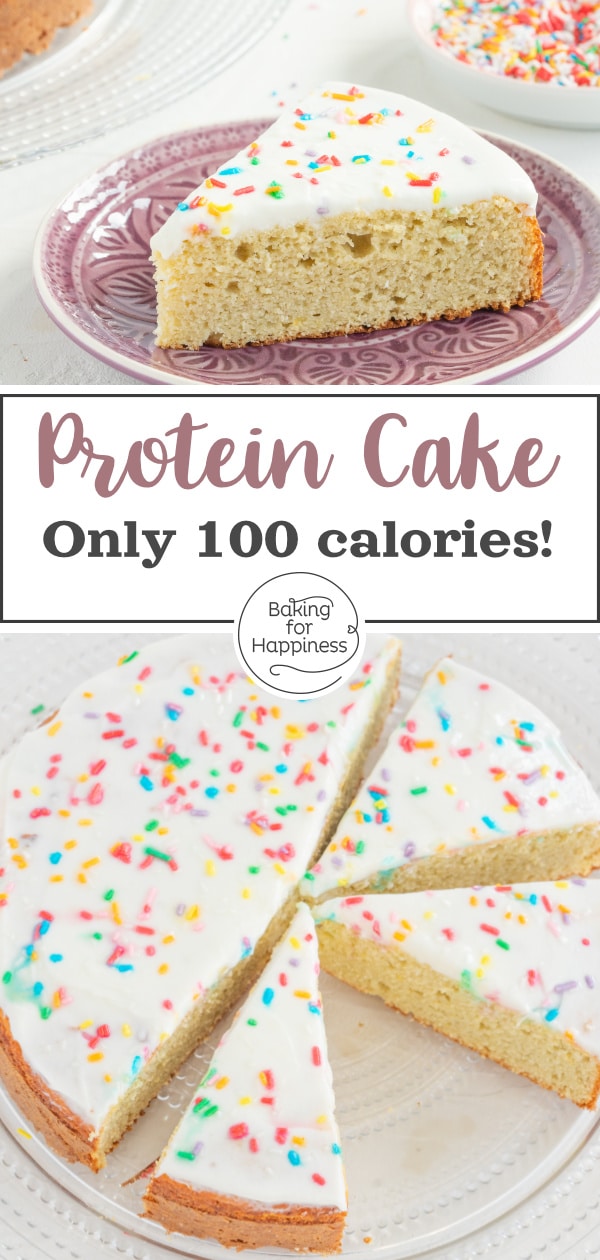 This vanilla protein cake tastes good even if you're not on a diet. Only 100 calories per slice, but really delicious!