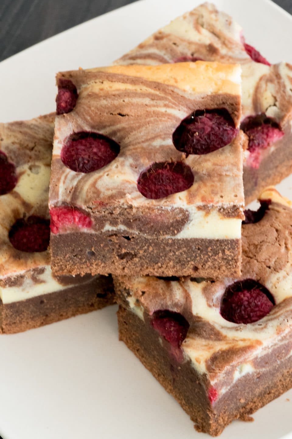 Cheesecake Brownies with Raspberries or other Fruits