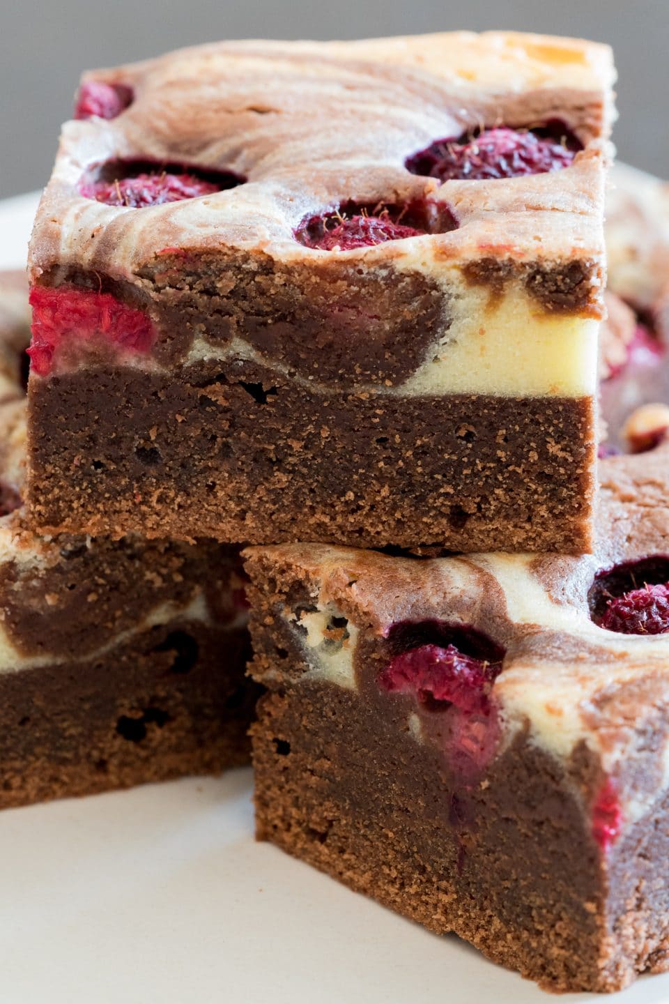 Cheesecake Brownies with Raspberries