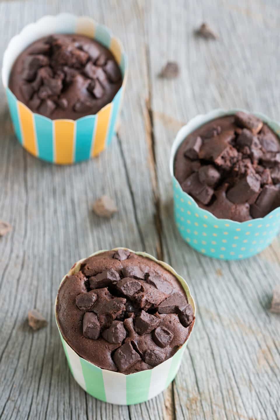Chocolate muffins with chocolate chips
