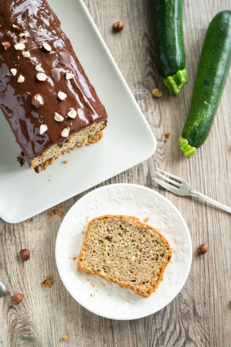 Moist zucchini and hazelnut cake