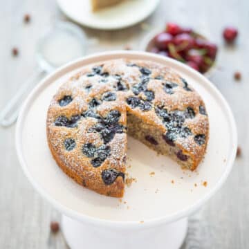 cake with cherries and nuts