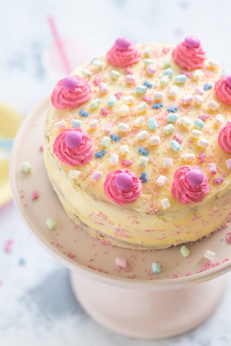 Easy Pink Birthday Cake without Fondant