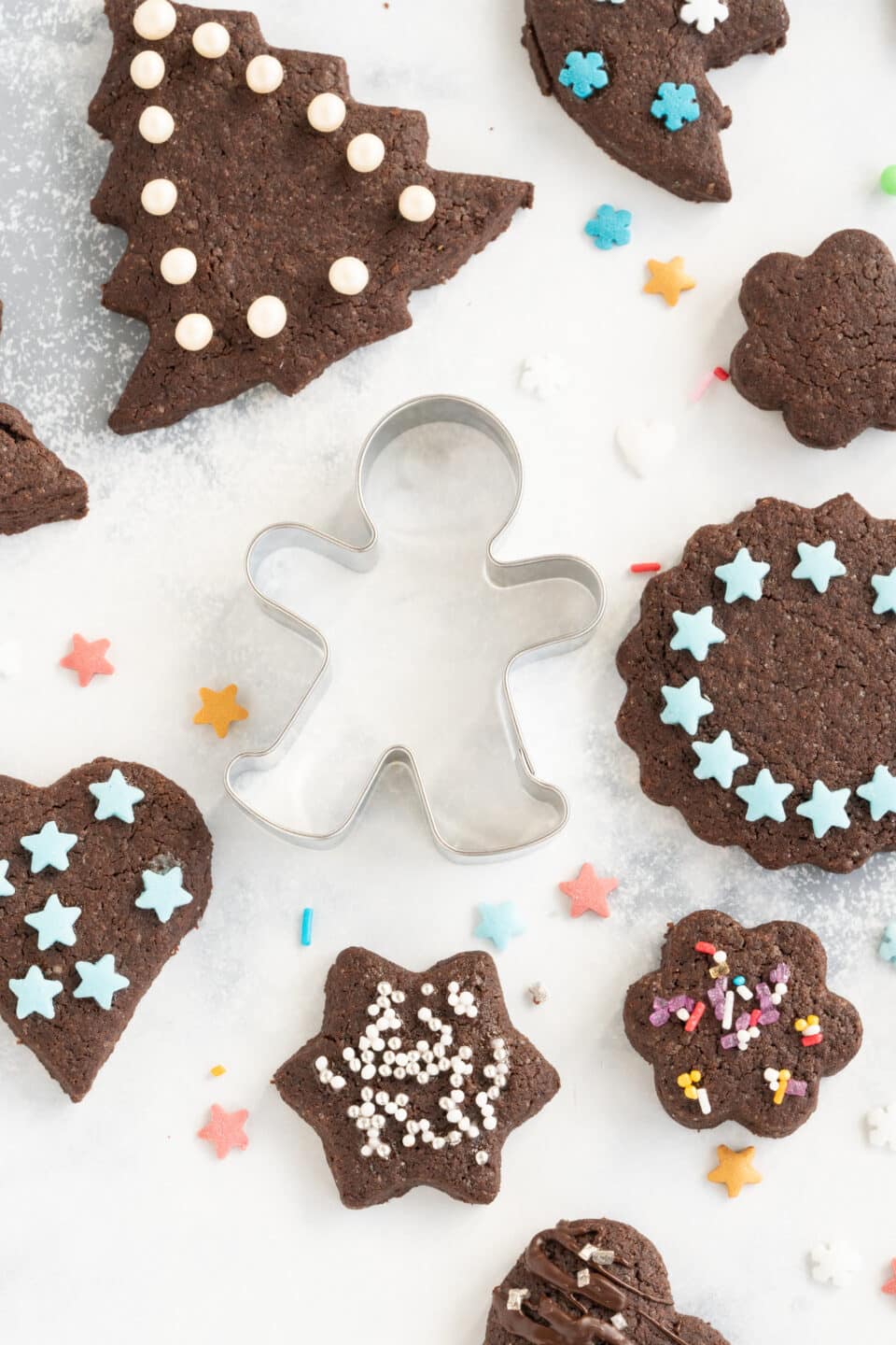 Cut-Out Cookies with Cocoa for Decorating