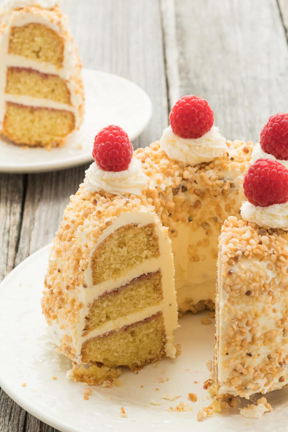 german crown cake with cake batter and buttercream