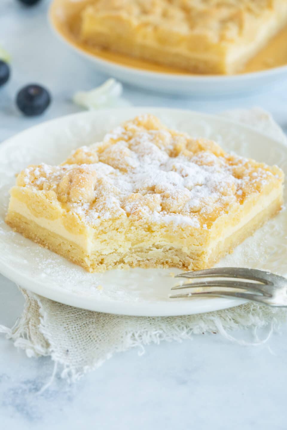 sheet cake with curd and crumbles