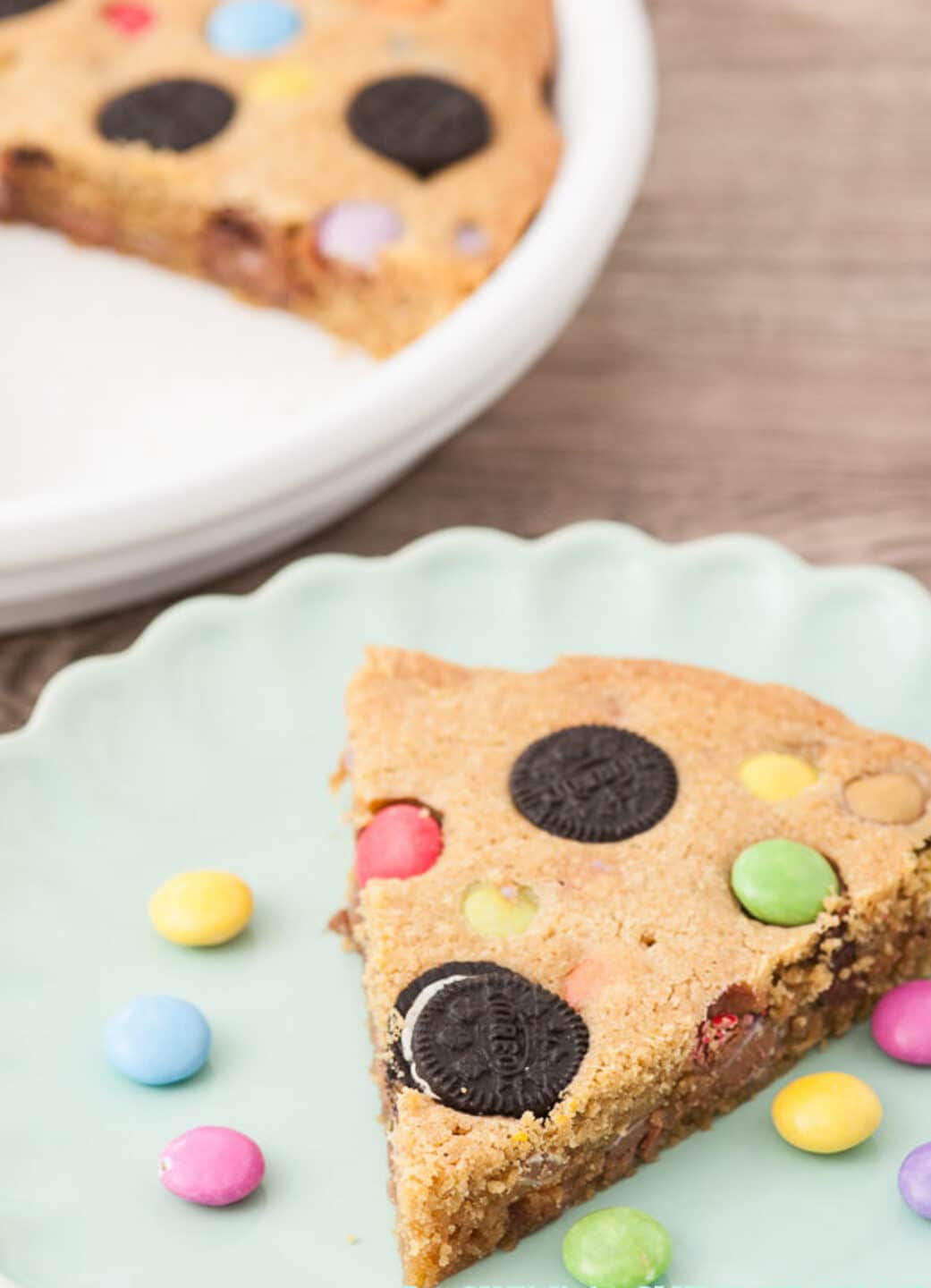 sinful cookie pie with Smarties and Oreos
