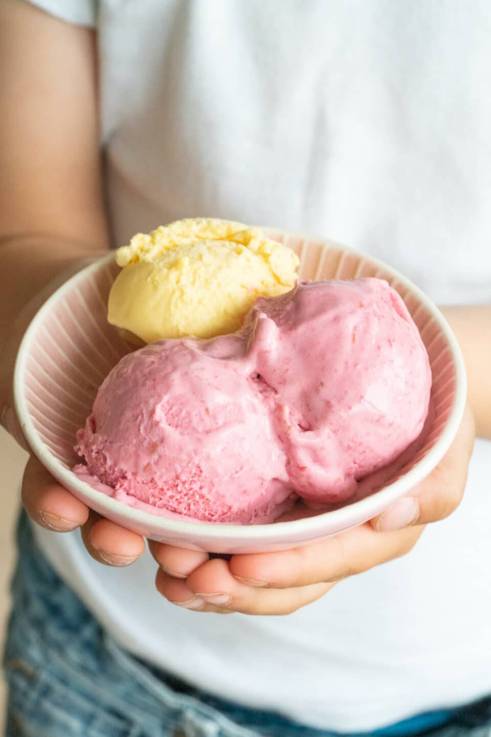 ice cream with frozen fruits