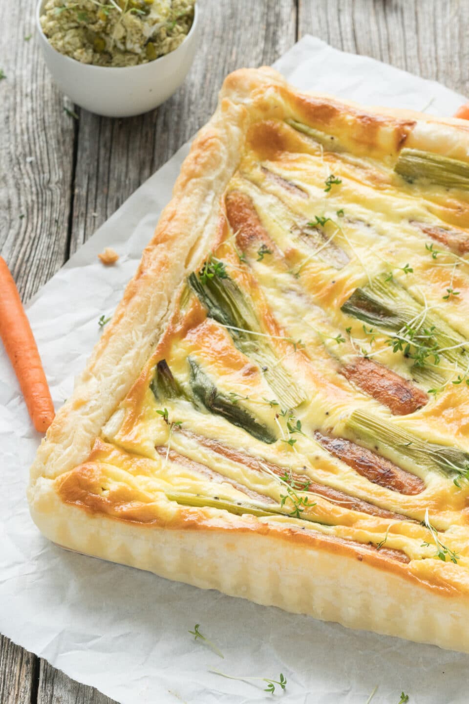carrot quiche with leeks