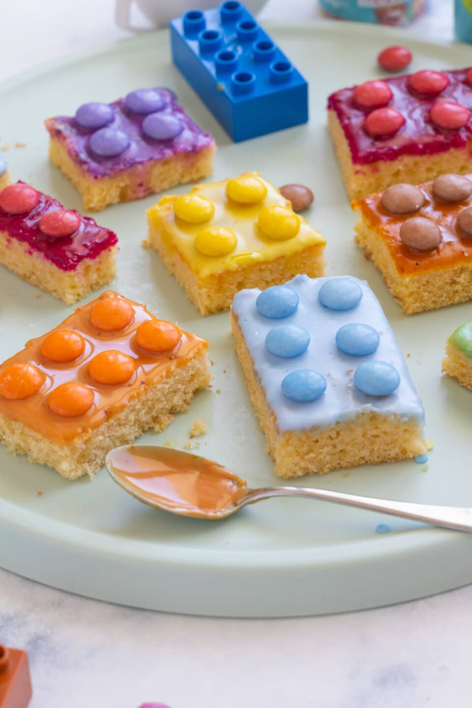 colorful building block cake