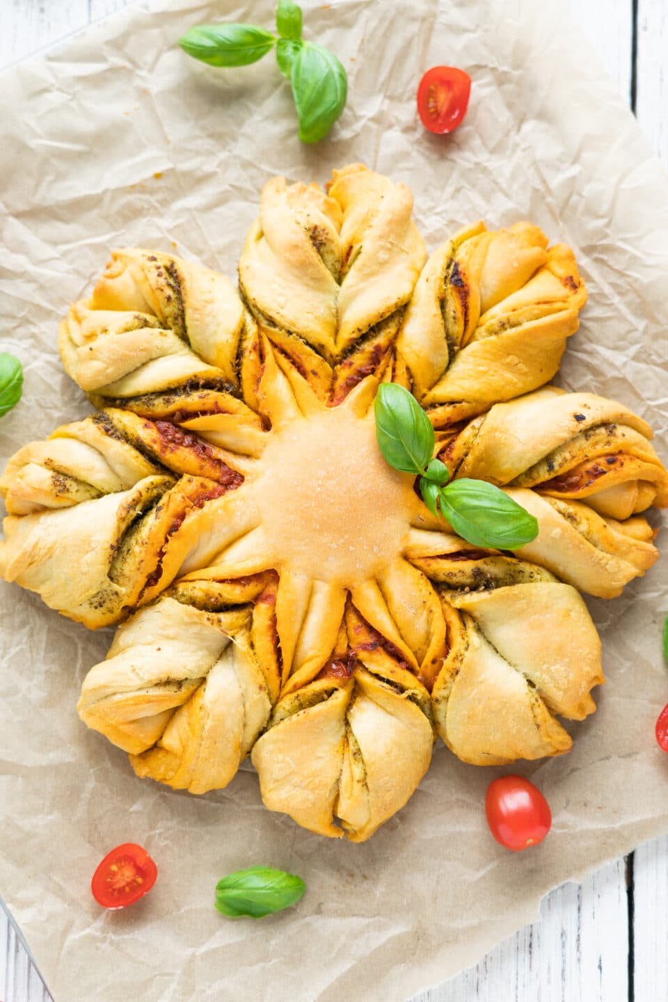 pesto flour bread