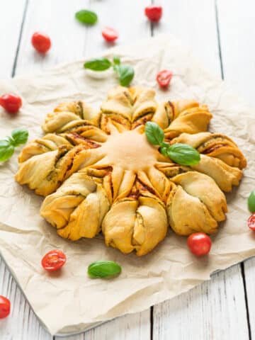 pesto flour with yeast dough