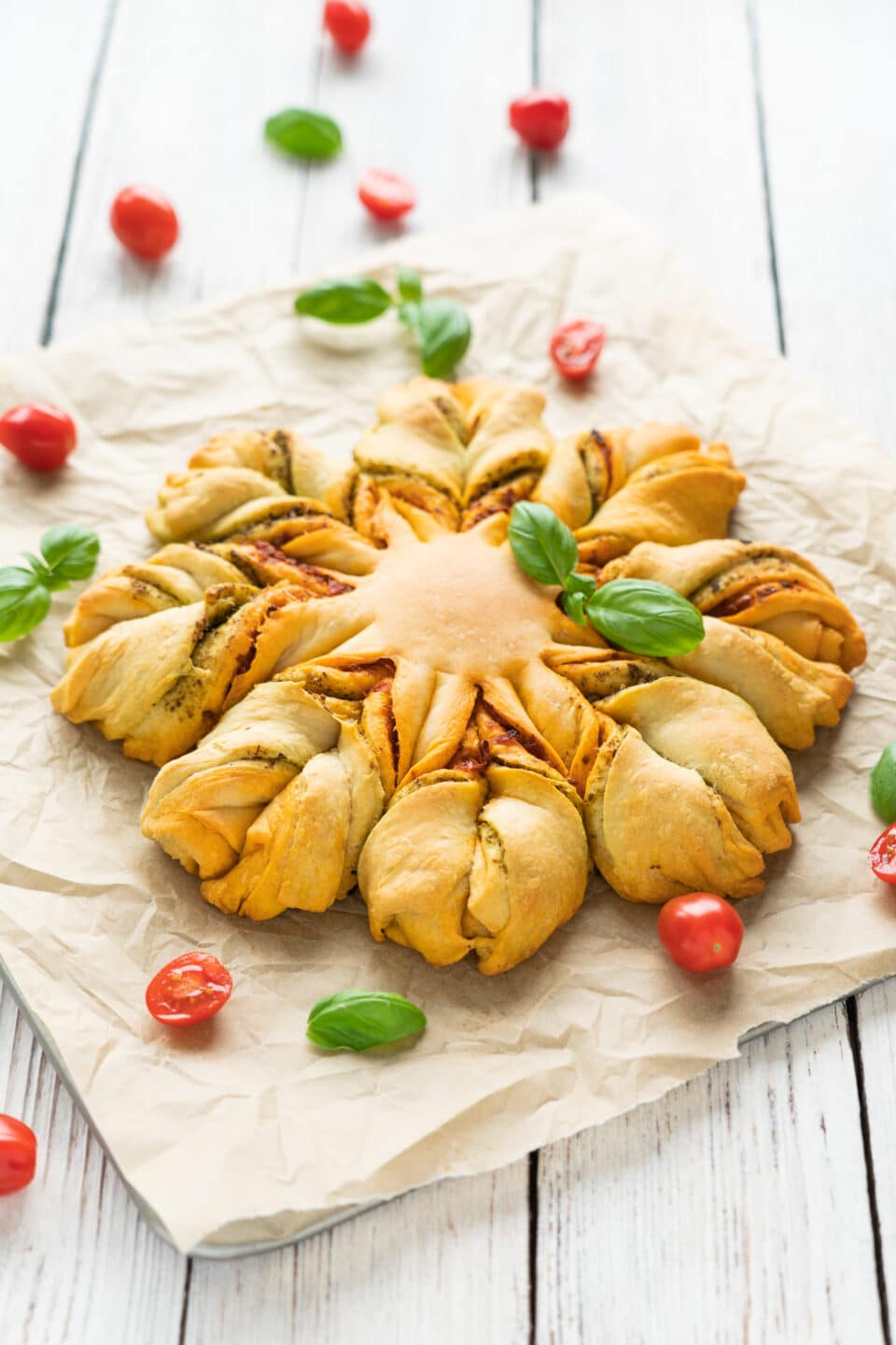 pesto flour with yeast dough