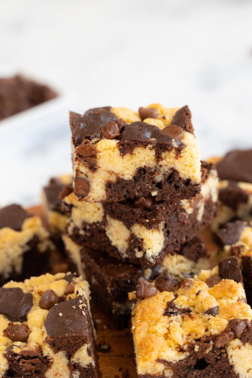 brownies batter with cookie crumble topping