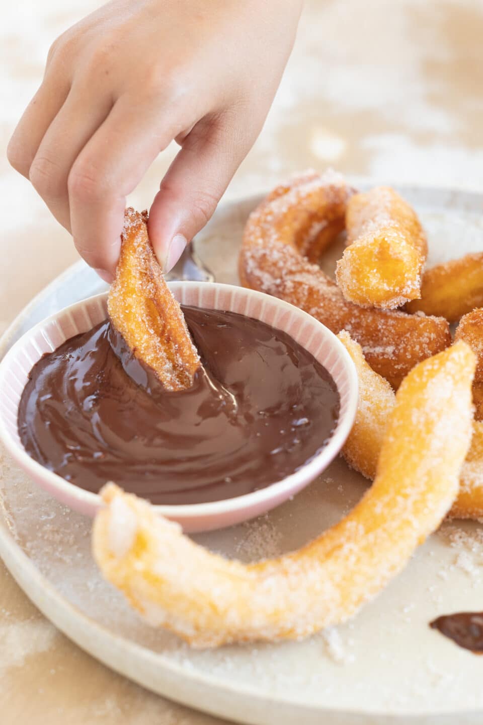 chocolate sauce and churros