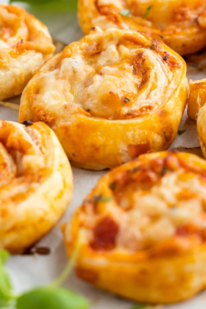 Easy, Quick Pizza Snails with Puff Pastry | Baking for Happiness