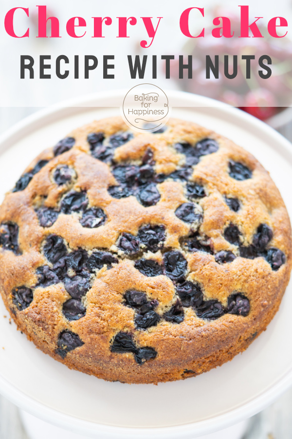 This delicious cherry cake with nuts always hits the spot! The easy recipe works with fresh & preserved cherries.