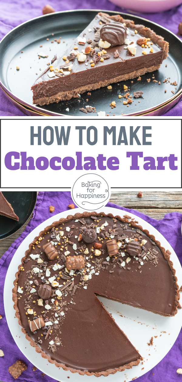 Heavenly chocolate tart with shortcrust pastry and dark ganache. With this easy recipe, you create the perfect tarte au chocolat!