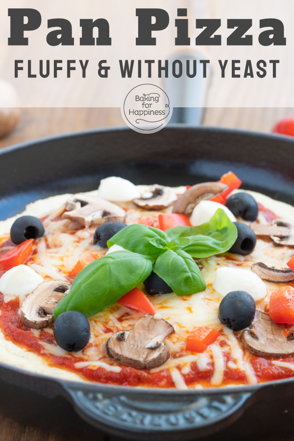 Great recipe for US pan pizza without yeast - super quick to make, with fluffy dough and crispy crust. Simply delicious!