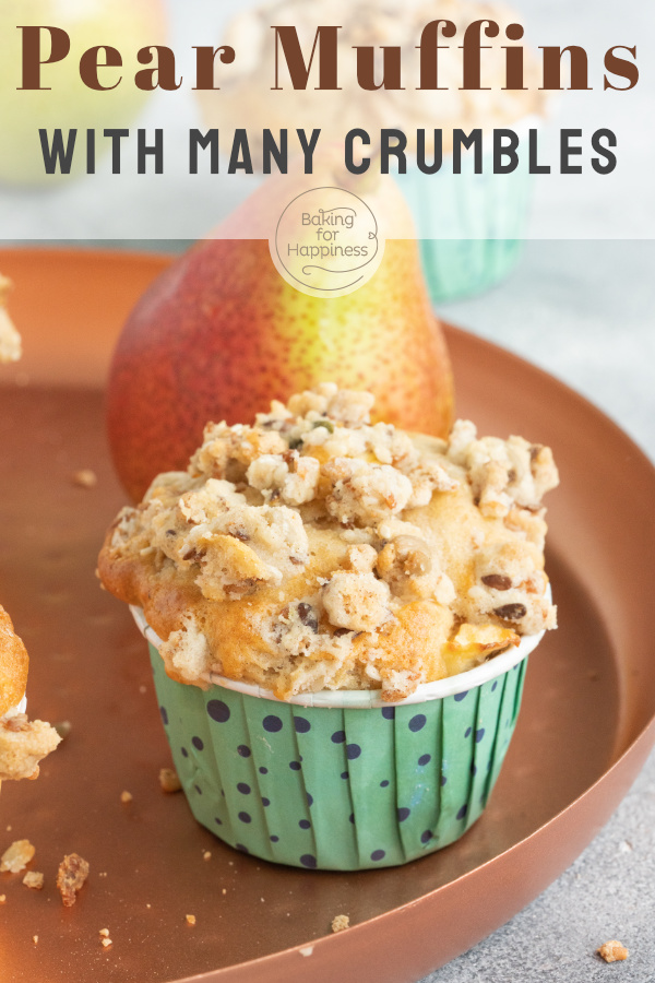 Easy, quick pear muffins with sprinkles and yogurt that turn out wonderfully moist, fluffy, and crunchy all at once