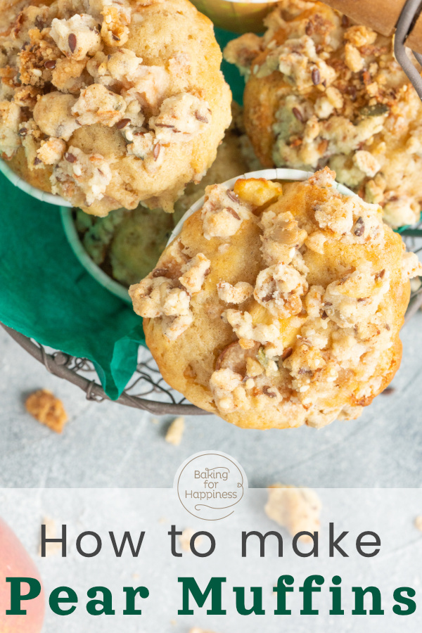 Easy, quick pear muffins with sprinkles and yogurt that turn out wonderfully moist, fluffy, and crunchy all at once