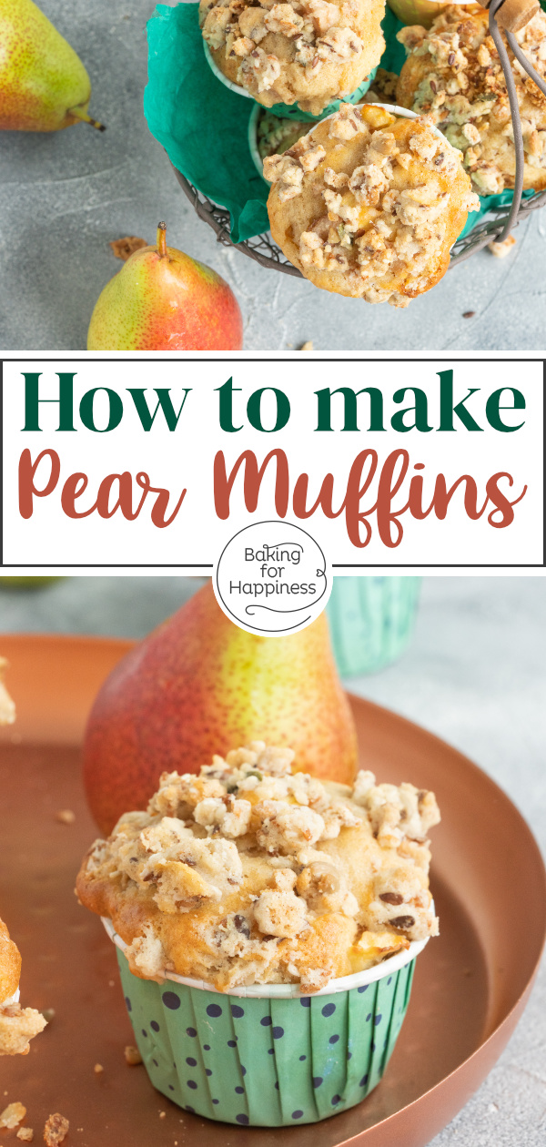 Easy, quick pear muffins with sprinkles and yogurt that turn out wonderfully moist, fluffy, and crunchy all at once