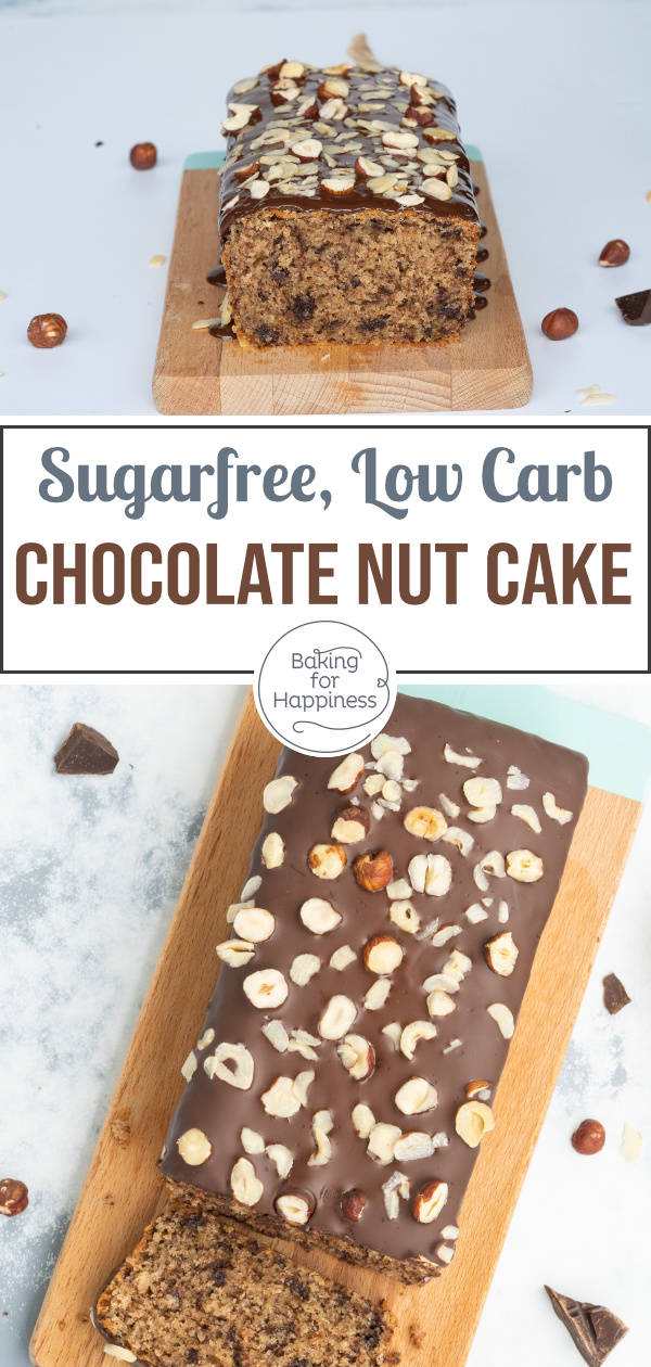 This sugarfree chocolate nut cake is not only low carb, but also incredibly delicious. Moist, lush, made in a flash!