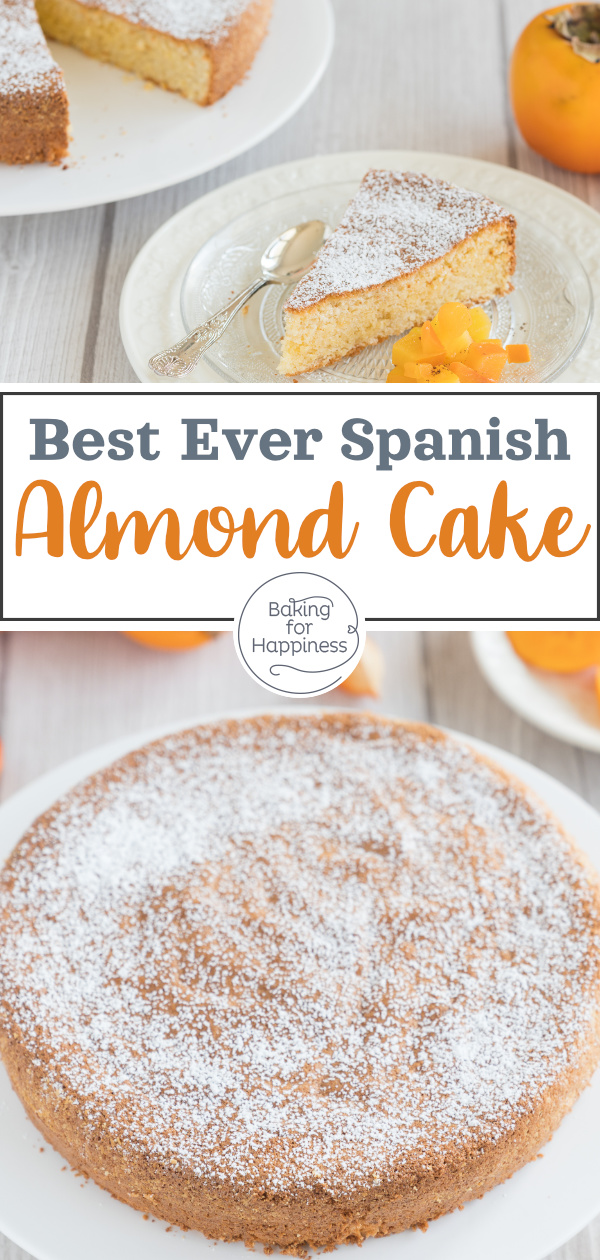 Easy, quick & very moist Spanish almond cake without flour. This recipe is super delicious, glutenfree & optionally low carb.