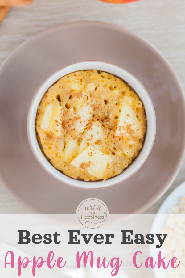 Easy recipe for super delicious apple mug cake from the microwave. The delicious cake with apples takes only 5 minutes.