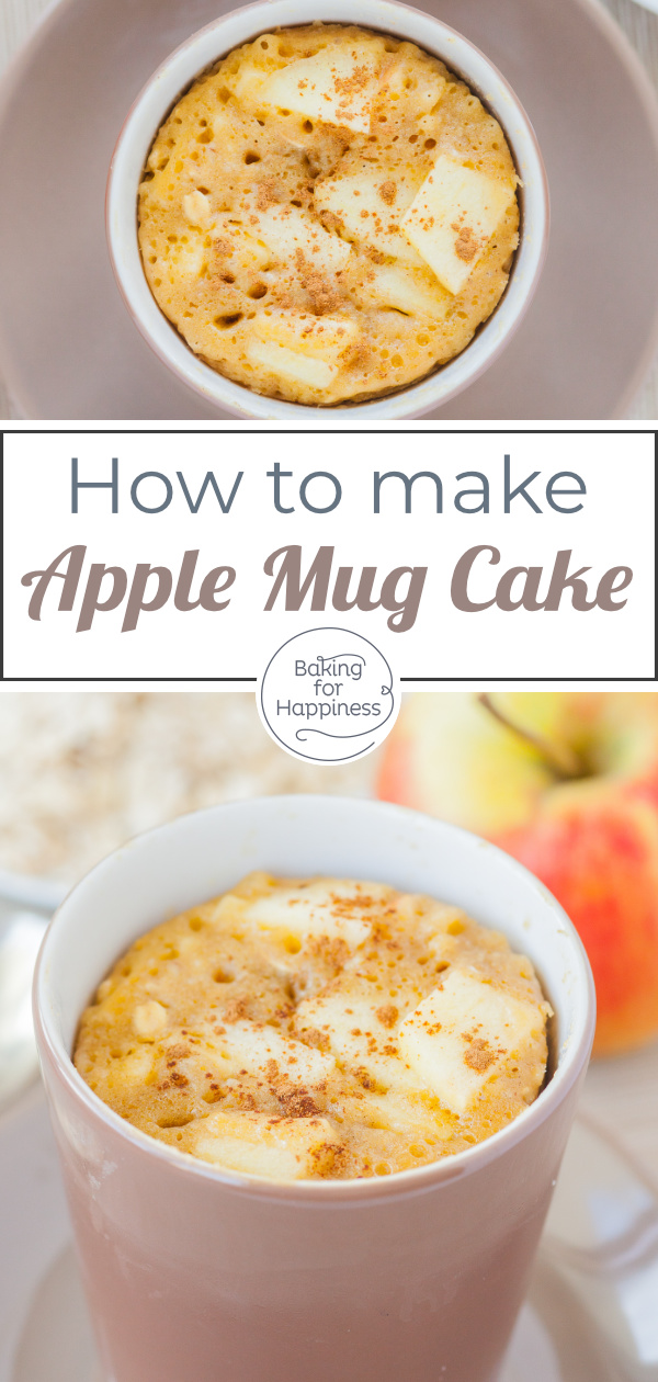 Easy recipe for super delicious apple mug cake from the microwave. The delicious cake with apples takes only 5 minutes.