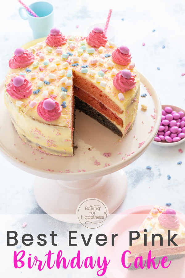 The perfect pink birthday cake for special occasions - whether as a birthday cake for girls or a baby shower.