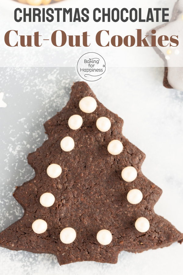 Great recipe for easy Christmas chocolate cut-out cookies with cocoa, which can be decorated with colorful sprinkles and Co.