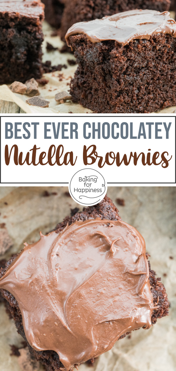 The perfect recipe for Nutella brownies: easy and quick to bake; nice and soft, chewy and super chocolatey!