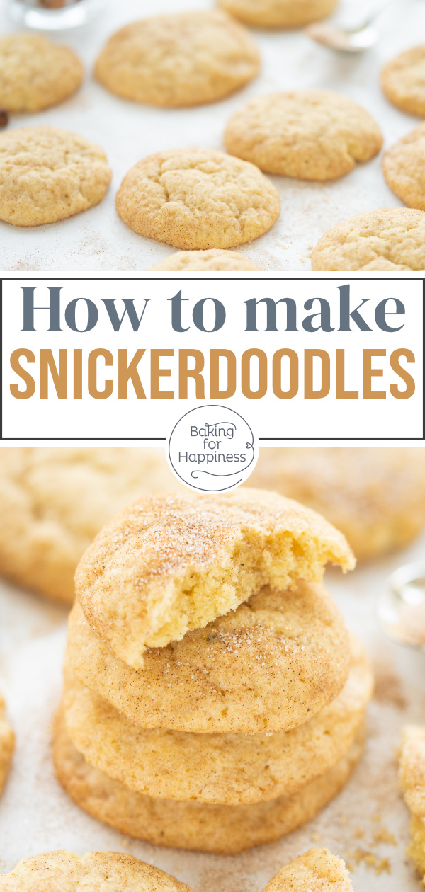 Snickerdoodles are ingenious US cinnamon sugar cookies. Deliciously soft on the inside, crispy on the outside!