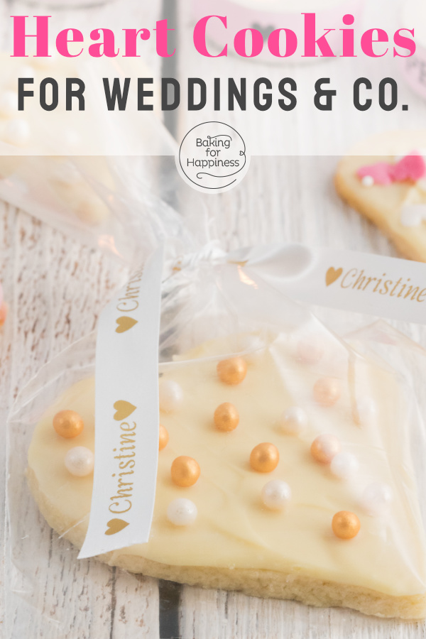 Homemade heart cookies are perfect for weddings or mother's day. The recipe is extremely easy, so it's best to bake them right away.