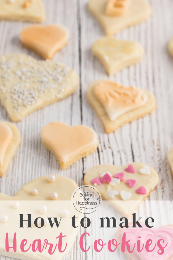 Homemade heart cookies are perfect for weddings or mother's day. The recipe is extremely easy, so it's best to bake them right away.