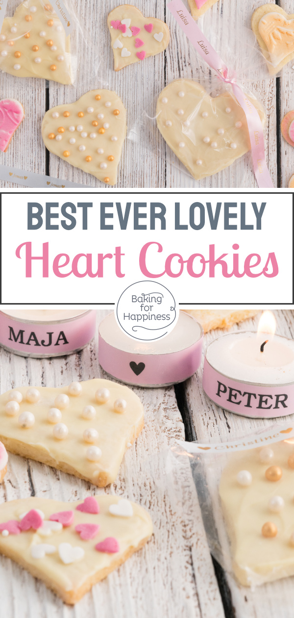 Homemade heart cookies are perfect for weddings or mother's day. The recipe is extremely easy, so it's best to bake them right away.