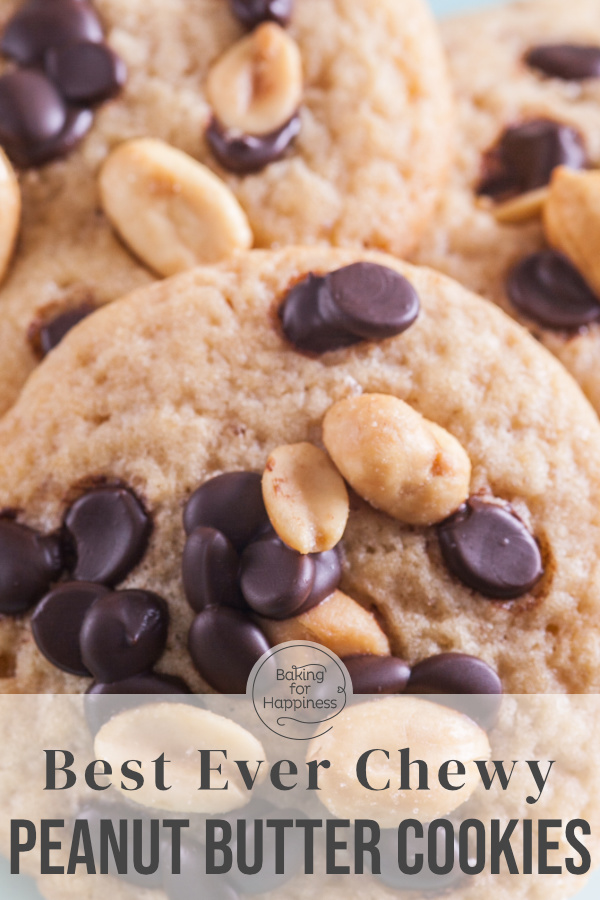 Easy recipe for delicious chewy chocolate peanut butter cookies. They stay nice and soft even after baking – a real treat!