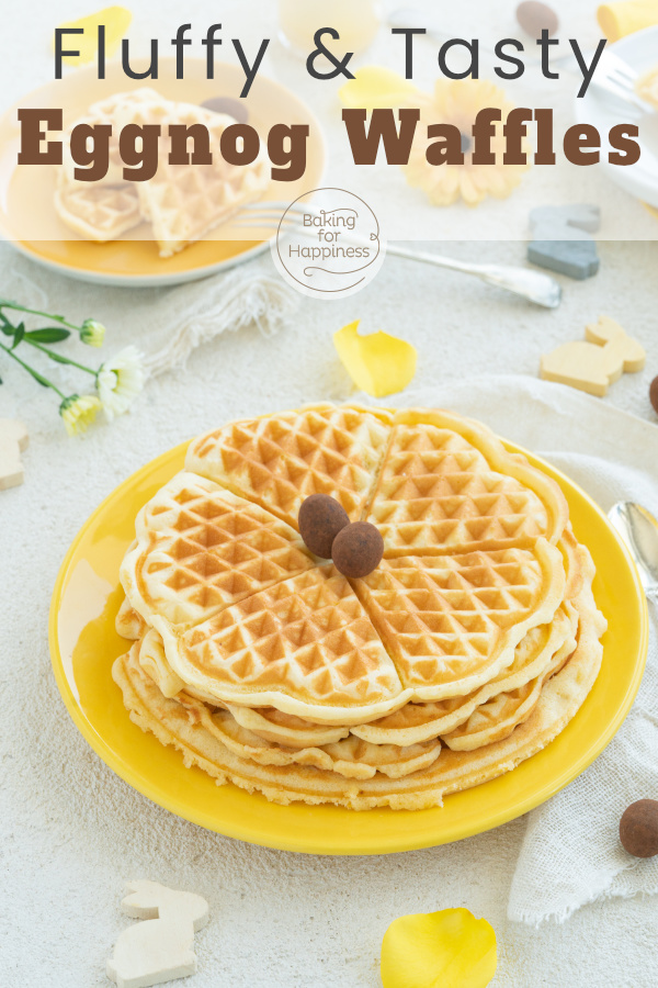 Wonderfully fluffy waffles with eggnog. The dough has quite a fine consistency and a subtle liqueur aroma.