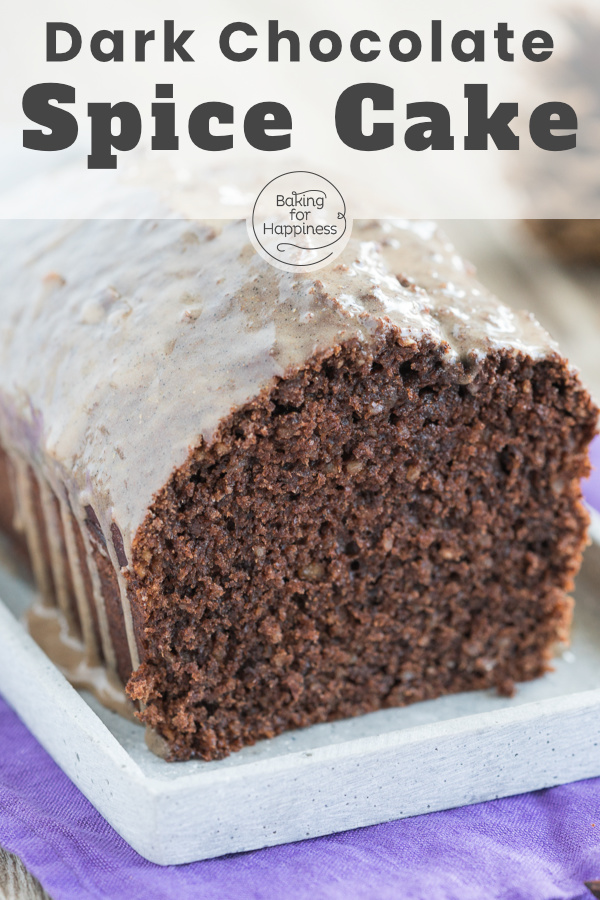 Moist, dark chocolate spice cake with gingerbread spice & cinnamon icing. A classic for the cold season that tastes simply great!